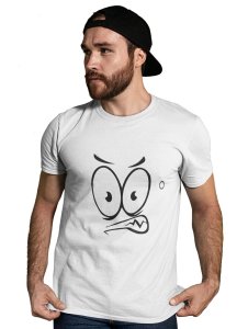 Angry Big Eyes Emoji T-shirt (White) - Clothes for Emoji Lovers - Suitable for Fun Events - Foremost Gifting Material for Your Friends and Close Ones