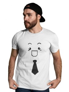 Open Mouth with a Tie Emoji T-shirt (White) - Clothes for Emoji Lovers - Suitable for Fun Events - Foremost Gifting Material for Your Friends and Close Ones