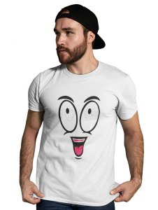Looking Up Emoji T-shirt (White) - Clothes for Emoji Lovers - Suitable for Fun Events - Foremost Gifting Material for Your Friends and Close Ones