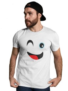 Wink Emoji Blend T-shirt (White) - Clothes for Emoji Lovers -Foremost Gifting Material for Your Friends and Close Ones