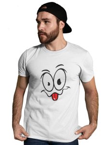Tongue Out Lips Wave Emoji T-shirt (White) - Clothes for Emoji Lovers -Foremost Gifting Material for Your Friends and Close Ones