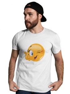 Blink a wink Emoji T-shirt (White) - Clothes for Emoji Lovers -Foremost Gifting Material for Your Friends and Close Ones