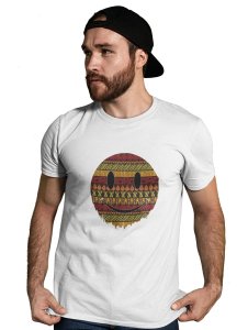 Colourful Patterns in Smiley Emoji Printed T-shirt (White) - Clothes for Emoji Lovers -Foremost Gifting Material for Your Friends and Close Ones