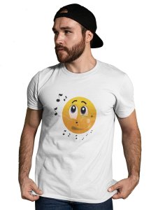 Remembering Music with an Emotional Face Emoji T-shirt (White) - Clothes for Emoji Lovers -Foremost Gifting Material for Your Friends and Close Ones