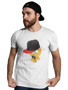 Holding a Mobile Emoji T-shirt (White) - Clothes for Emoji Lovers -Foremost Gifting Material for Your Friends and Close Ones