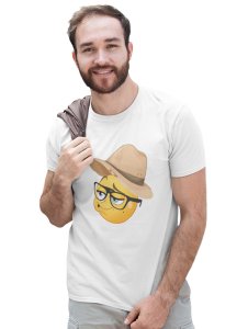 Pouting Emoji with Hat Printed T-shirt (White) - Clothes for Emoji Lovers -Foremost Gifting Material for Your Friends and Close Ones