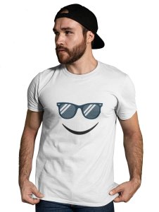 Cool Glasses, Frecky Smile Emoji T-shirt (White) -Foremost Gifting Material for Your Friends and Close Ones