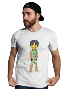 A Young Standing Emoji Boy Printed T-shirt (White) - Clothes for Emoji Lovers -Foremost Gifting Material for Your Friends and Close Ones