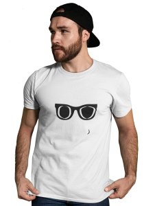 Black and White Glasses Emoji Printed T-shirt (White) - Clothes for Emoji Lovers -Foremost Gifting Material for Your Friends and Close Ones