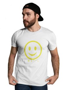 Simple Smile -Yellowish Outline Printed T-shirt (White) - Clothes for Emoji Lovers -Foremost Gifting Material for Your Friends and Close Ones