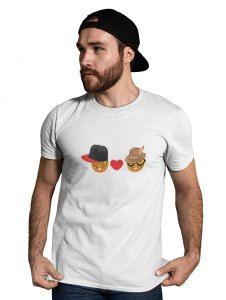 Rabbit-teeth Couple Emoji T-shirt (White) - Clothes for Emoji Lovers -Foremost Gifting Material for Your Friends and Close Ones