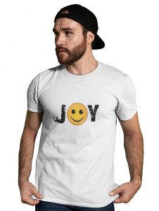Joy Written in Text T-shirt (White) - Clothes for Emoji Lovers -Foremost Gifting Material for Your Friends and Close Ones