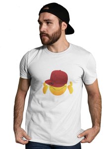 Eyes Covered with Cap Emoji T-shirt (White) - Clothes for Emoji Lovers -Foremost Gifting Material for Your Friends and Close Ones
