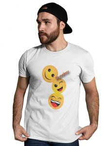 Triplets Emojis T-shirt (White) - Clothes for Emoji Lovers -Foremost Gifting Material for Your Friends and Close Ones