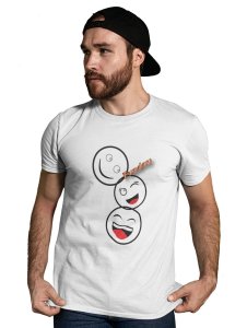 Triplets White Faced Emojis T-shirt (White) - Clothes for Emoji Lovers -Foremost Gifting Material for Your Friends and Close Ones
