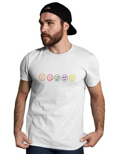 Five Colour Shaded Shapes Emojis T-shirt (White) - Clothes for Emoji Lovers -Foremost Gifting Material for Your Friends and Close Ones