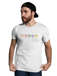 Five Colour Shaded Shapes Emojis T-shirt (White) - Clothes for Emoji Lovers -Foremost Gifting Material for Your Friends and Close Ones