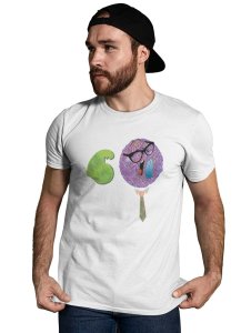 Strong Man in Violet Emoji T-shirt (White) - Clothes for Emoji Lovers -Foremost Gifting Material for Your Friends and Close Ones