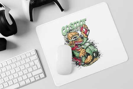 Coscoot, Man Riding Scooty (BG Green) - Printed Animated Mousepads