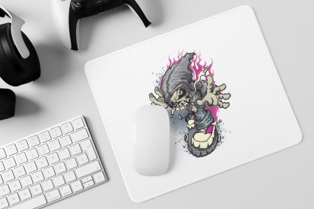 Skull Coming On Rapid Speed, (BG Fire Pink)- Printed Animated Mousepads