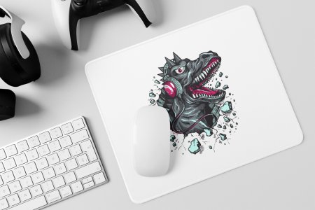 Blue Dragon With Headphone - Printed Animated Mousepads