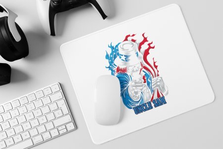 Uncle Sam, Skull Jacket, (BG White)- Printed Animated Mousepads