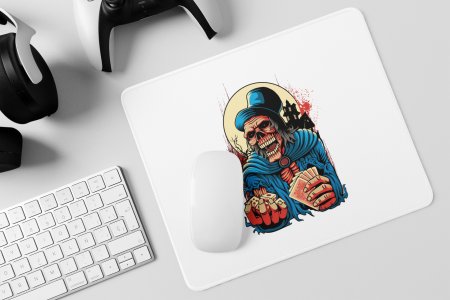 5 Cards 4 Dices, Skull's Hands (BG Blue Jacket)- Printed Animated Mousepads