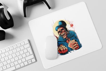 6 Cards 4 Dices, Skull's Hands (BG Black & Red) - Printed Animated Mousepads