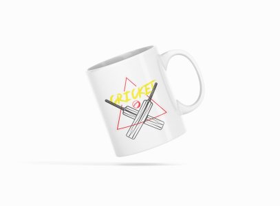 Cricket Text In Yellow - Printed Coffee Mugs For Sports Lovers
