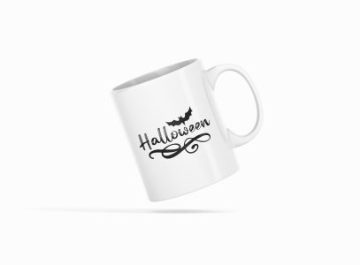 Halloween - Bat - text illustration graphic -Halloween Themed Printed Coffee Mugs