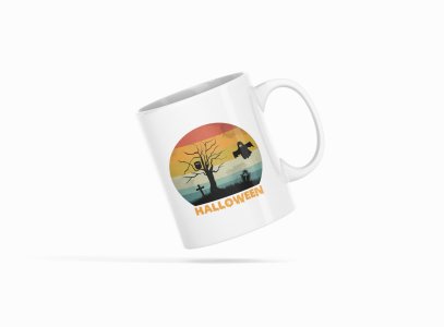 Halloween - Graveyard - illustration graphic -Halloween Themed Printed Coffee Mugs