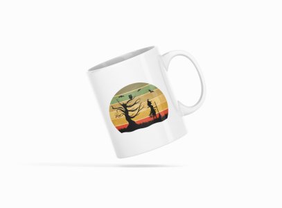 Halloween graveyard -Witch- text illustration graphic -Halloween Themed Printed Coffee Mugs