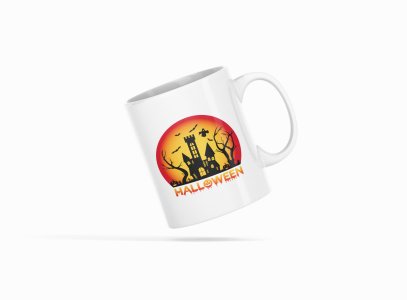 Halloween, Semi circle-Flying Bats -Halloween Themed Printed Coffee Mugs