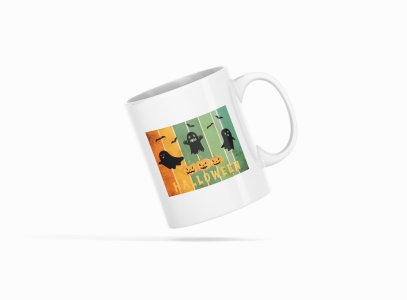 Halloween Text With Colourfull Background -Halloween Themed Printed Coffee Mugs