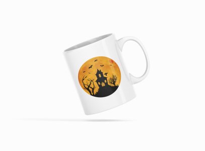 Hunted House With Scary Trees -Halloween Themed Printed Coffee Mugs