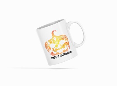 Happy Halloween- Pumpkin With Evil Shadow-Halloween Themed Printed Coffee Mugs