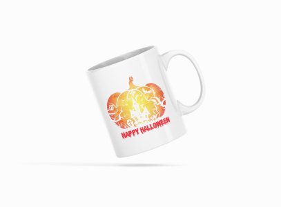 Happy Halloween-Hunted House Inside The Pumpkin -Halloween Themed Printed Coffee Mugs