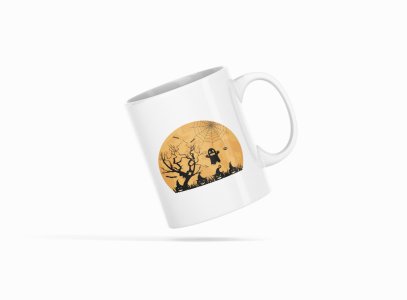 Halloween Illustration -Scary Semi Circle-Halloween Themed Printed Coffee Mugs