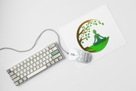 Yoga on grass - yoga themed mousepads