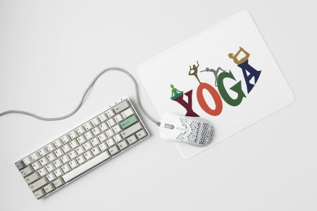 Bend yoga text - yoga themed mousepads