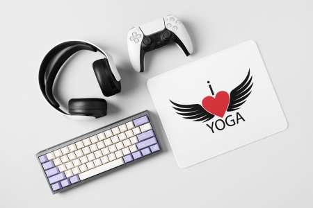 I love yoga, heart - yoga themed mousepads