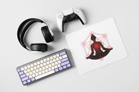 Meditating person - yoga themed mousepads