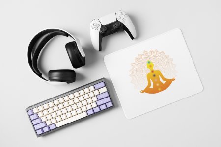 Mandala design behind - yoga themed mousepads