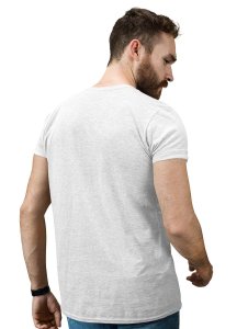 Skull Cowboy White Round Neck Cotton Half Sleeved T-Shirt with Printed Graphics