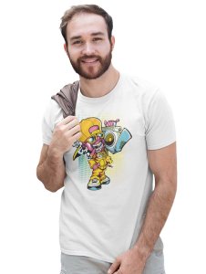 Hip-Hop Drip White Round Neck Cotton Half Sleeved T-Shirt with Printed Graphics