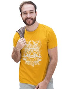The Strange Craniums Yellow Round Neck Cotton Half Sleeved T-Shirt with Printed Graphics