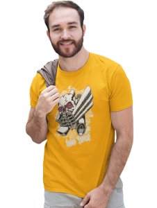 The Deathheads Yellow Round Neck Cotton Half Sleeved T-Shirt with Printed Graphics