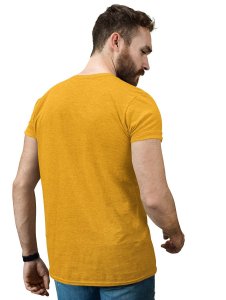 The Power Of Karma Yellow Round Neck Cotton Half Sleeved T-Shirt with Printed Graphics