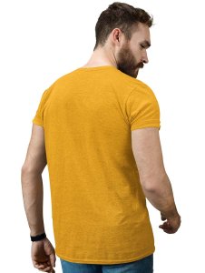 The Karma Yellow Round Neck Cotton Half Sleeved T-Shirt with Printed Graphics