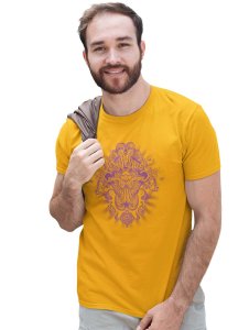 Outlams - Round Neck Tshirt Yellow Round Neck Cotton Half Sleeved T-Shirt with Printed Graphics
